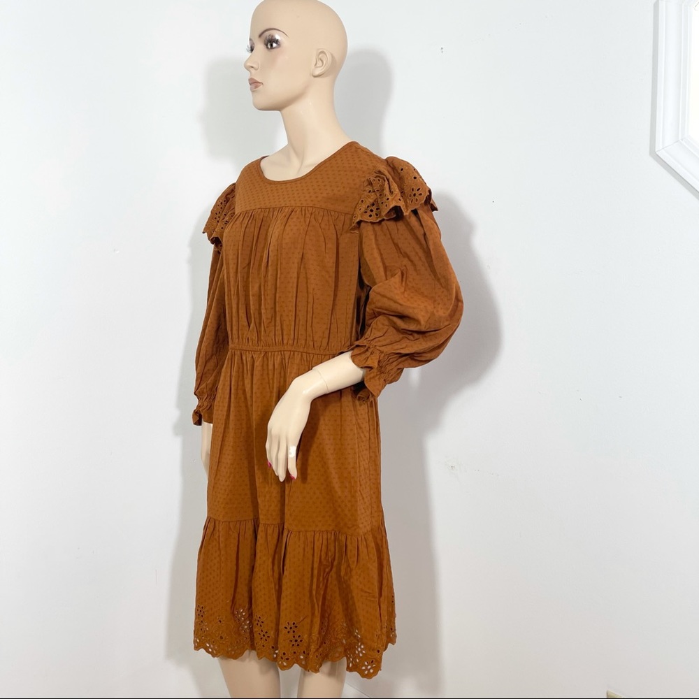 Universal Thread Brown Ruffle Long Sleeve Dress - image 4